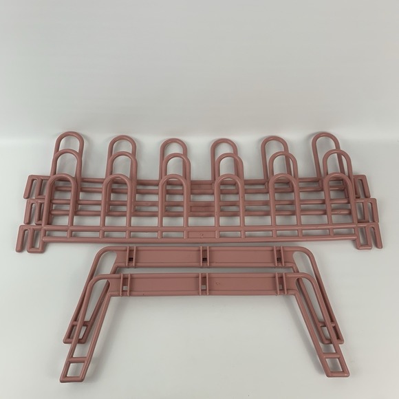 Vintage Dusty Pink Mauve Plastic Shoe Rack Storage 80's Yaffa Style Mod Minimal - Picture 12 of 13